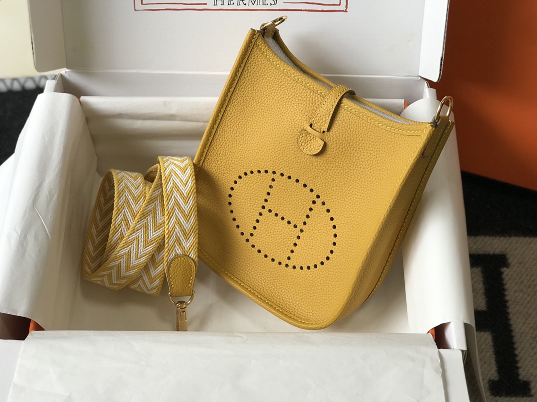 Hermes Evelyne 16 Amazone TPM Shoulder Bag In Yellow Amber Clemence Leather